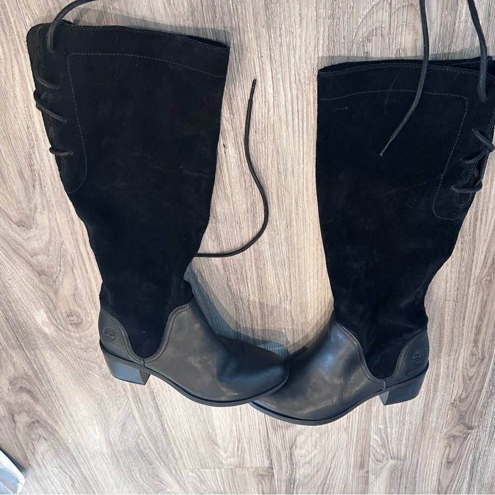 Timberland Women's Tall Slouch Leather Knee High Black  Boots *make me an offer*